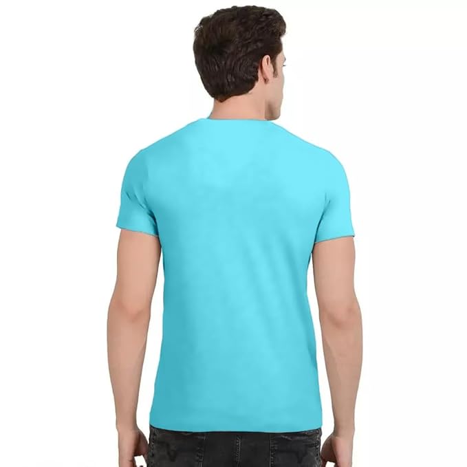 Aqua Blue Solid Premium 100% Cotton T-shirt