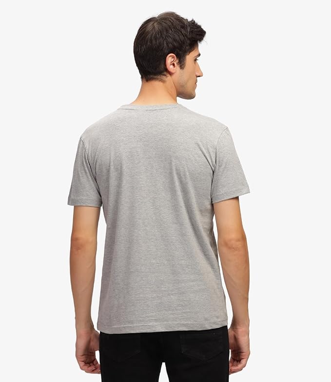 Grey Melange Solid Premium 100% Cotton T-shirt