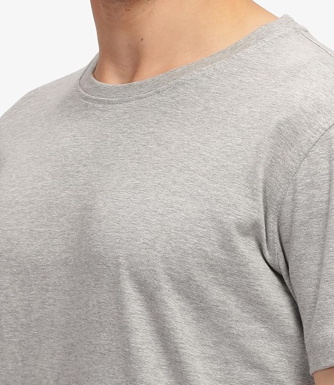 Grey Melange Solid Premium 100% Cotton T-shirt