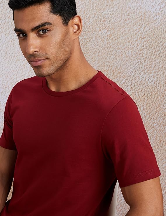 Maroon Solid Premium 100% Cotton T-shirt
