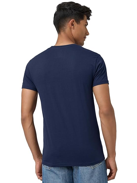 Navy Blue Solid Premium 100% Cotton T-shirt