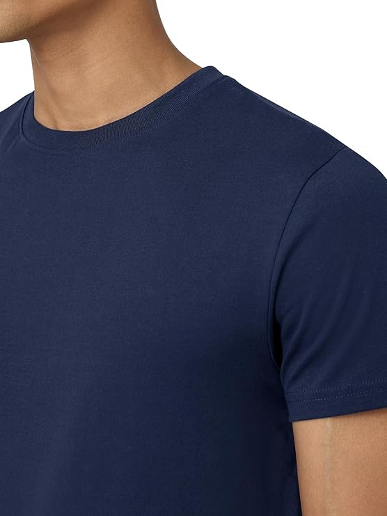Navy Blue Solid Premium 100% Cotton T-shirt