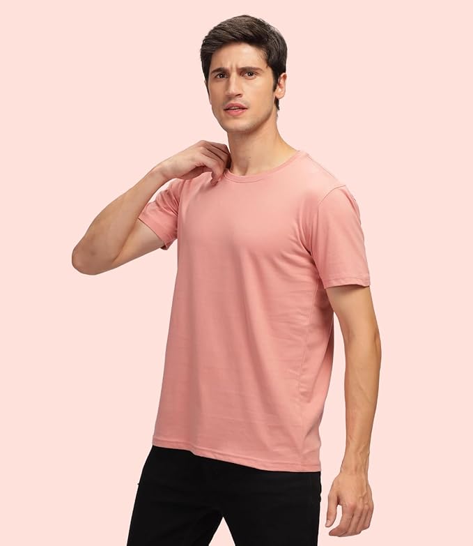 Salmon Pink Solid Premium 100% Cotton T-shirt